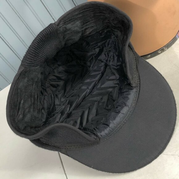 Black Fleece Hunting Trapper Pom Made In USA Ear Flaps 7 3/8 Langenberg Hat Cap - Picture 7 of 10